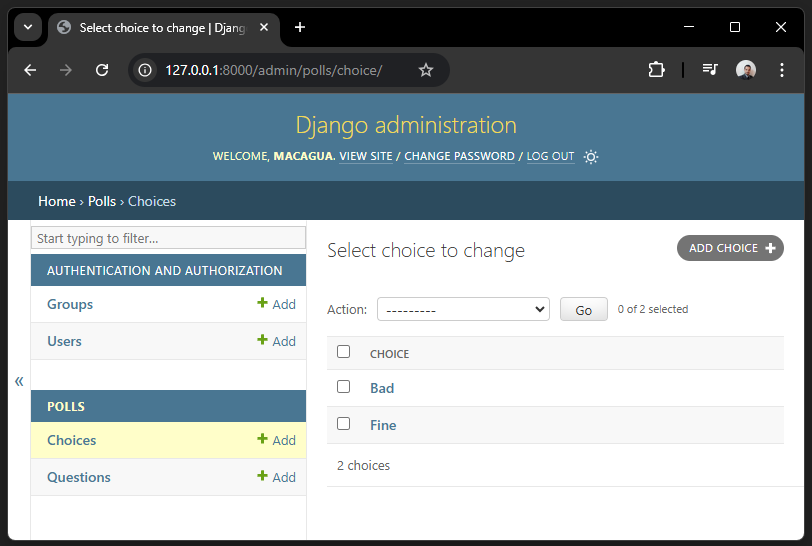 Modelo Choice desde el Django Admin