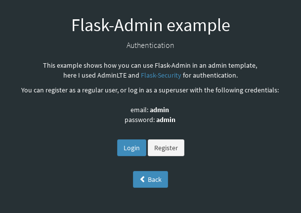 Flask Admin Dashboard - Index